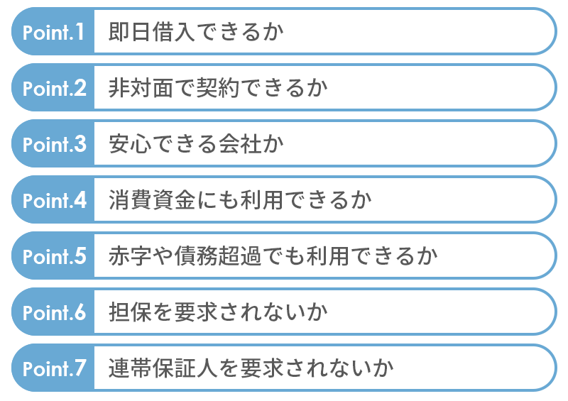 v個人事業主のビジネスローン選びの7つのポイント